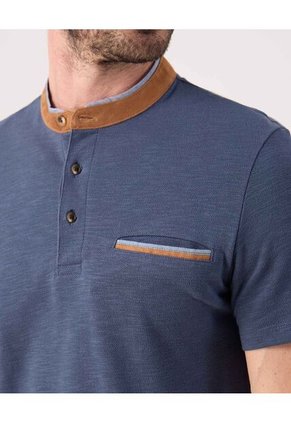 Polo Para Hombre M/L Cuello Mao Con Bolsillo Color Azul Marca Patprimo #44112781