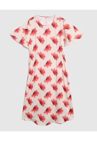 Vestido Con Elástico En Cintura Y Manga Mariposa  Curvy  Para Mujer Rojo Patprimo Patprimo