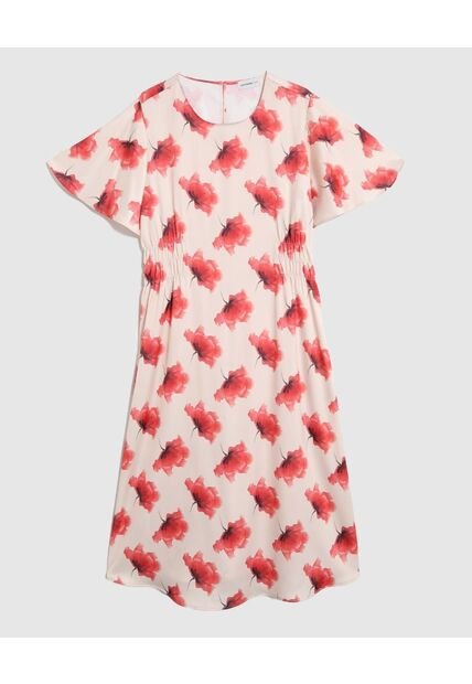 Vestido Con Elástico En Cintura Y Manga Mariposa  Curvy  Para Mujer Rojo Patprimo