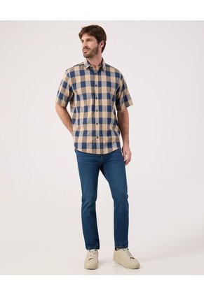 Camisa Para Hombre Manga Corta Sin Bolsillo Cuello Casual M Color Café Marca Patprimo #44013130