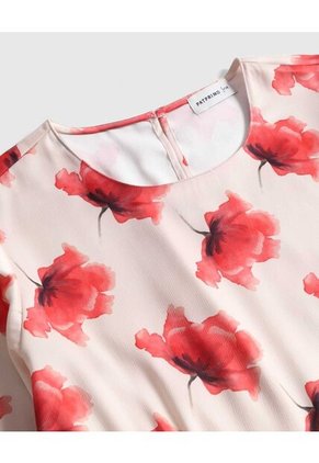 Vestido Con Elástico En Cintura Y Manga Mariposa  Curvy  Para Mujer Rojo Patprimo
