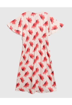Vestido Con Elástico En Cintura Y Manga Mariposa  Curvy  Para Mujer Rojo Patprimo