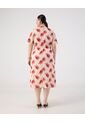 Vestido Con Elástico En Cintura Y Manga Mariposa  Curvy  Para Mujer Rojo Patprimo de Patprimo