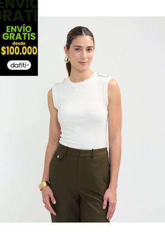 Camiseta Para Mujer Manga Sisa Cuello Redondo Color Blanco Marca Patprimo #30093676 Patprimo