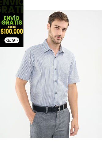 Camisa Para Hombre Manga Corta Con Bolsillo Cuello Formal C Color Azul Marca Patprimo #44013105 Patprimo