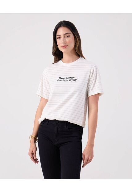 Camiseta Para Mujer Manga Corta Cuello Redondo Color Blanco Marca Patprimo #30093830