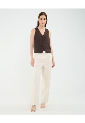 Chaleco Para Mujer Plano Color Café Marca Patprimo #30250035