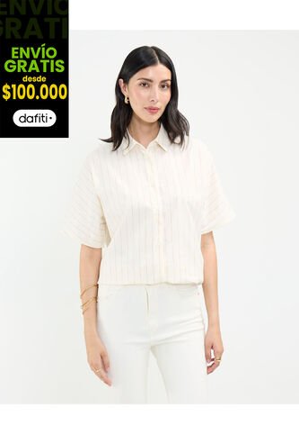 Camisa Para Mujer Manga Corta Color Crema Marca Patprimo #30010687 Patprimo