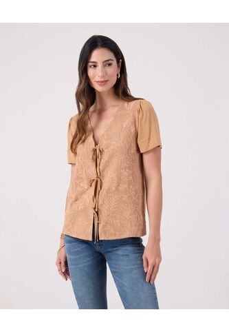 Blusa Para Mujer Manga Corta Color Café Marca Patprimo #30123597 Patprimo