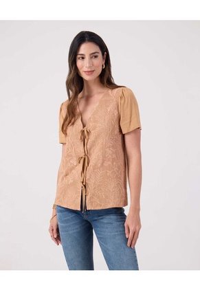 Blusa Para Mujer Manga Corta Color Café Marca Patprimo #30123597