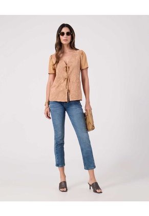 Blusa Para Mujer Manga Corta Color Café Marca Patprimo #30123597