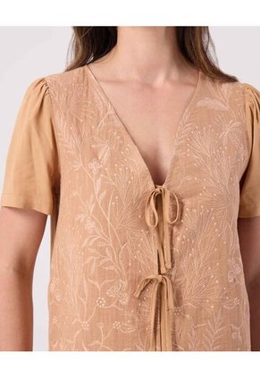 Blusa Para Mujer Manga Corta Color Café Marca Patprimo #30123597