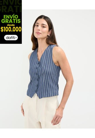 Chaleco Para Mujer Plano Color Azul  Marca Patprimo #30250036 Patprimo