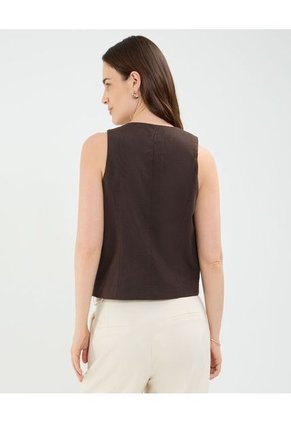 Chaleco Para Mujer Plano Color Café Marca Patprimo #30250035