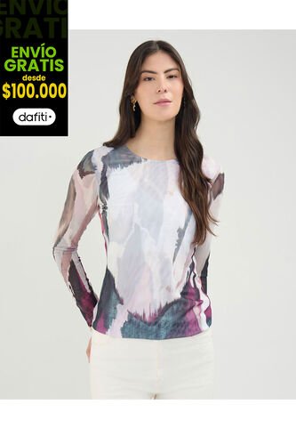 Camiseta Para Mujer Manga Larga Cuello Redondo Color Crudo Marca Patprimo #30093666 Patprimo