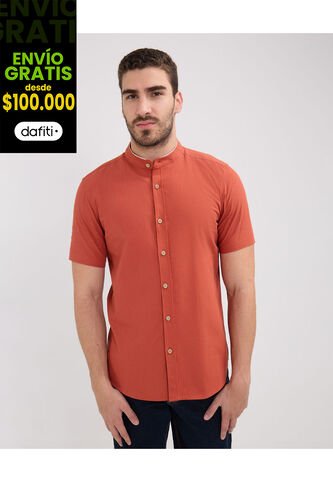 Camisa Para Hombre Manga Corta Sin Bolsillo Color Rojo  Marca Patprimo #44013032 Patprimo