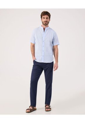 Camisa Para Hombre Manga Corta Sin Bolsillo Cuello Neru Color Azul Marca Patprimo #44013175