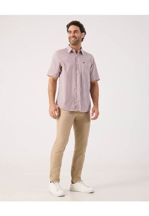 Camisa Para Hombre Manga Corta Con Bolsillo Cuello Casual M Color Vino Marca Patprimo #44013131