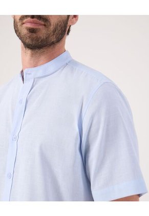 Camisa Para Hombre Manga Corta Sin Bolsillo Cuello Neru Color Azul Marca Patprimo #44013175