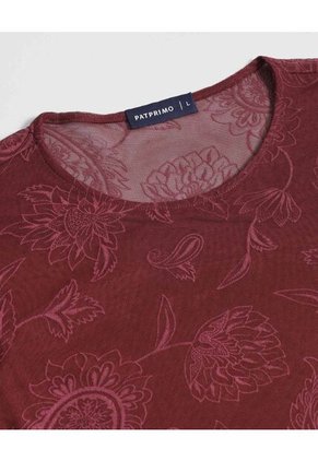 Camiseta  Para Mujer Manga Larga Cuello Redondo Color Vino Marca Patprimo #30093583