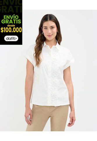 Camisa Para Mujer Manga Corta Color Crema Marca Patprimo #30010680 Patprimo