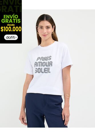 Camiseta Para Mujer Manga Corta Cuello Redondo Color Blanco Marca Patprimo #30093644 Patprimo