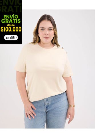 Camiseta Para Mujer Manga Corta Cuello Redondo Color Beige Marca Patprimo #14091417 Patprimo