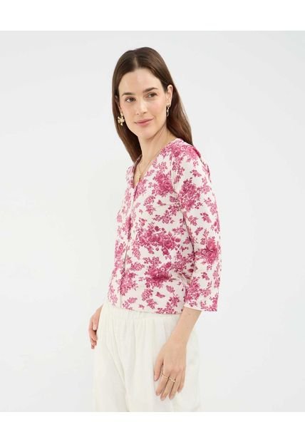 Camiseta Para Mujer Manga 3/4 Cuello V Color Rosa Marca Patprimo #30093627