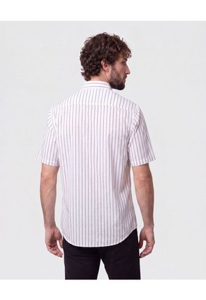 Camisa Listrada Con Bolsillo   Para Hombre Blanco Patprimo