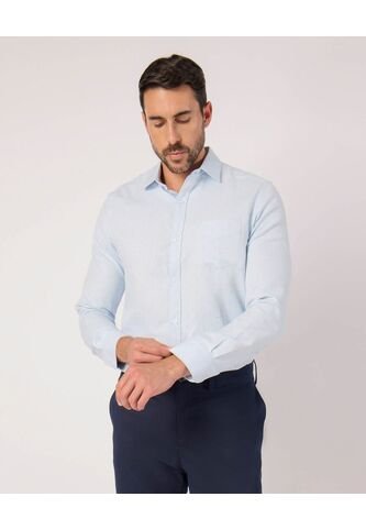 Camisa  Para Hombre Manga Larga Sin Bolsillo Cuello Casual M Color Azul Marca Patprimo #44013181 Patprimo