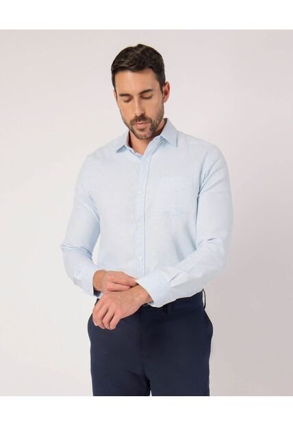 Camisa  Para Hombre Manga Larga Sin Bolsillo Cuello Casual M Color Azul Marca Patprimo #44013181