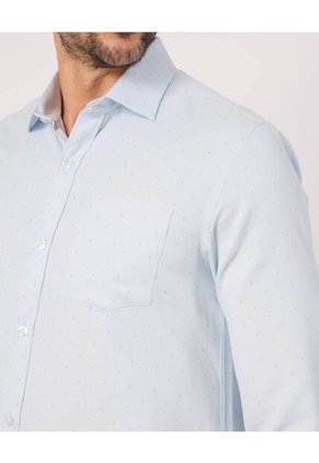 Camisa  Para Hombre Manga Larga Sin Bolsillo Cuello Casual M Color Azul Marca Patprimo #44013181