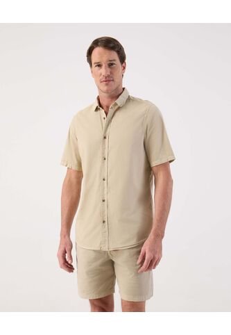 Camisa  Para Hombre Manga Corta Sin Bolsillo Cuello Casual C Color Beige Marca Patprimo #44013170 Patprimo