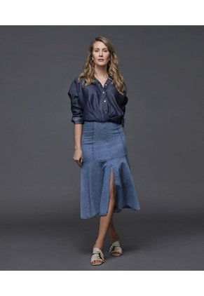 Falda Para Mujer Largo Color Azul  Marca Patprimo #30140359