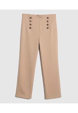 Legging De Tiro Alto Con Botones Marineros   Para Mujer Beige Patprimo Patprimo