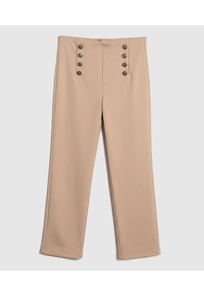 Legging De Tiro Alto Con Botones Marineros Para Mujer Beige Patprimo