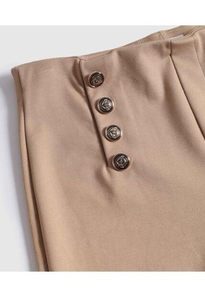 Legging De Tiro Alto Con Botones Marineros Para Mujer Beige Patprimo