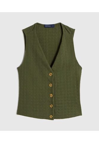 Chaleco  Para Mujer Punto Color Verde Marca Patprimo #30250047 Patprimo