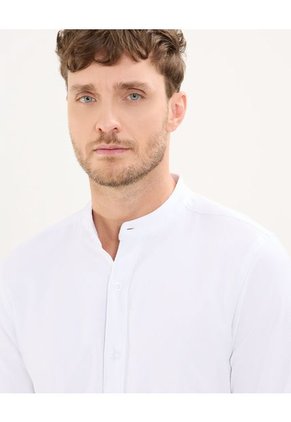 Camisa Para Hombre Manga Larga Sin Bolsillo Cuello Neru Color Blanco Marca Patprimo #44013069
