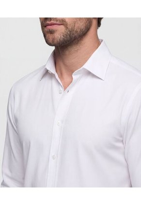 Camisa Non Iron Manga Larga Sin Bolsillo  Para Hombre Blanco Patprimo