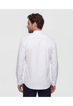 Camisa Non Iron Manga Larga Sin Bolsillo  Para Hombre Blanco Patprimo