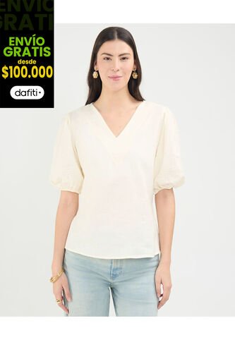 Blusa Para Mujer Manga Corta Color Crema Marca Patprimo #30123402 Patprimo