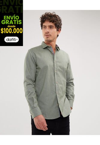Camisa Para Hombre Manga Larga Sin Bolsillo Color Verde  Marca Patprimo #44013002 Patprimo