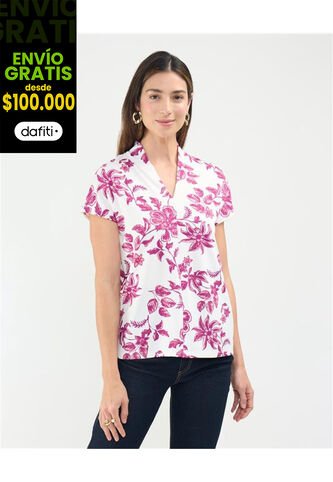 Camiseta Para Mujer Manga Corta Cuello V Color Rosa Marca Patprimo #30093660 Patprimo