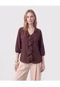 Blusa Con Bolero Frontal Cascada Mujer  Para Mujer Café Patprimo de Patprimo