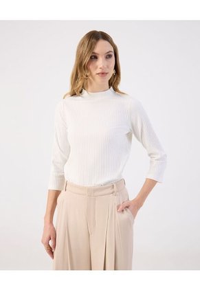 Camiseta Para Mujer Manga 3/4 Cuello Alto Color Blanco Marca Patprimo #30093884