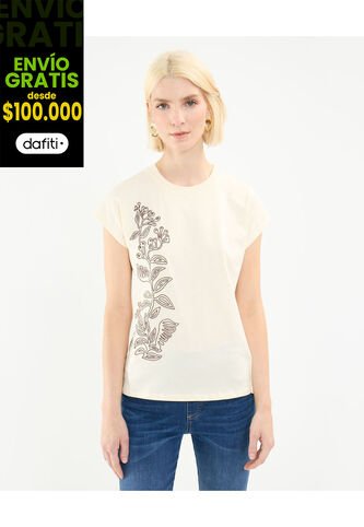 Camiseta Para Mujer Manga Corta Color Crema Marca Patprimo #30093648 Patprimo