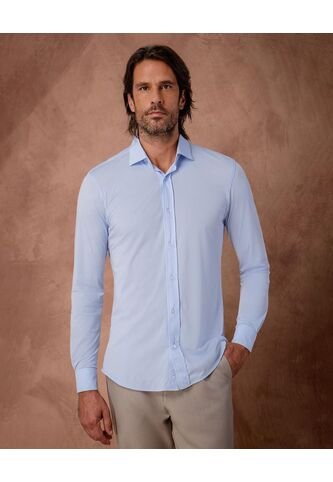Camisa  Para Hombre Manga Larga Sin Bolsillo Cuello Italiano Color Azul Marca Patprimo #44013184 Patprimo
