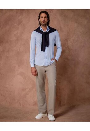 Camisa  Para Hombre Manga Larga Sin Bolsillo Cuello Italiano Color Azul Marca Patprimo #44013184