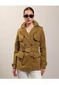 Chaqueta Trench Unicolor Con Cinturon   Para Mujer Verde Patprimo de Patprimo